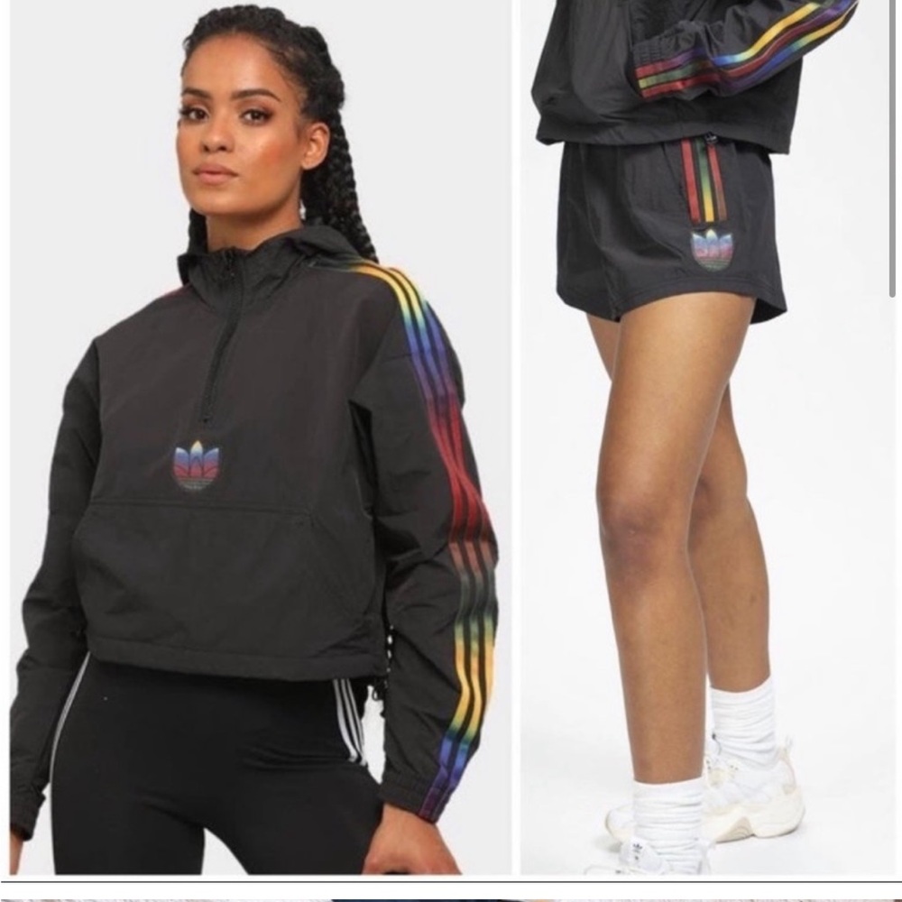 Adidas Rainbow Crop Windbreaker Jacket S